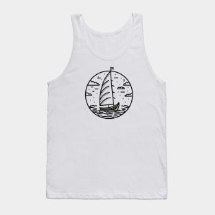 Boat in a Pacifoc Ocean Tank Top